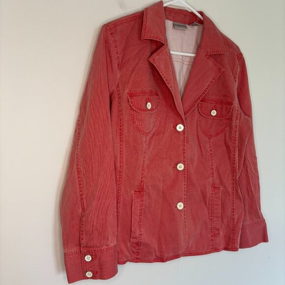 CHICO'S Corduroy Blazer Womens L (2) Red Pockets Stretch Notch Collar - Picture 1 of 5